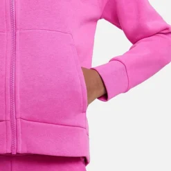 Girls' Nike Sportswear Club Fleece Full-Zip Hoodie Active Fuchsia/White - DC7118 623 -Default Template 7 DC7118 623 M5