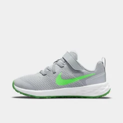 Little Kids' Nike Revolution 6 Running Shoes Light Smoke Grey/Green Strike/Dark Smoke Grey/Chrome - DD1095 009