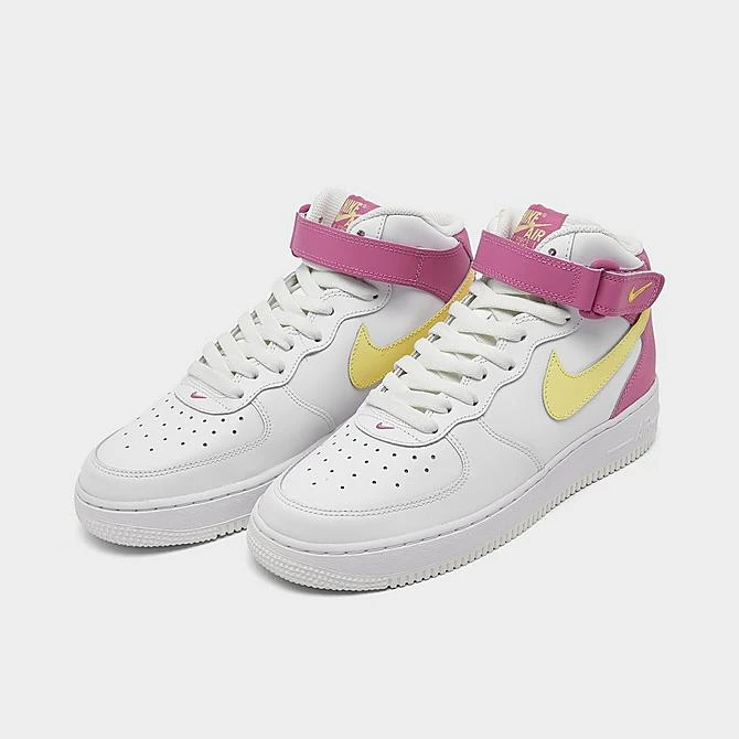 Big Kids' Nike Air Force 1 MId '07 LE Casual Shoes Summit White/Citron Tint/Cosmic Fuchsia/White - DH2933 100 4 Big Kids' Nike Air Force 1 MId '07 LE Casual Shoes Summit White/Citron Tint/Cosmic Fuchsia/White - DH2933 100 - Image 2