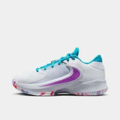 Big Kids' Nike Freak 4 Basketball Shoes White/Fuchsia Dream/Football Grey/Blue Lightning - DQ0553Â 102