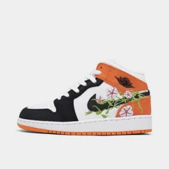 Nike Big Kids' Air Jordan Retro 1 Mid SE Casual Shoes White/Black/Starfish/Vivid Green - DQ8390Â 100