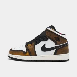 Nike Big Kids' Air Jordan Retro 1 Mid SE Casual Shoes Black/White/Sail/Taxi - DQ8418Â 071