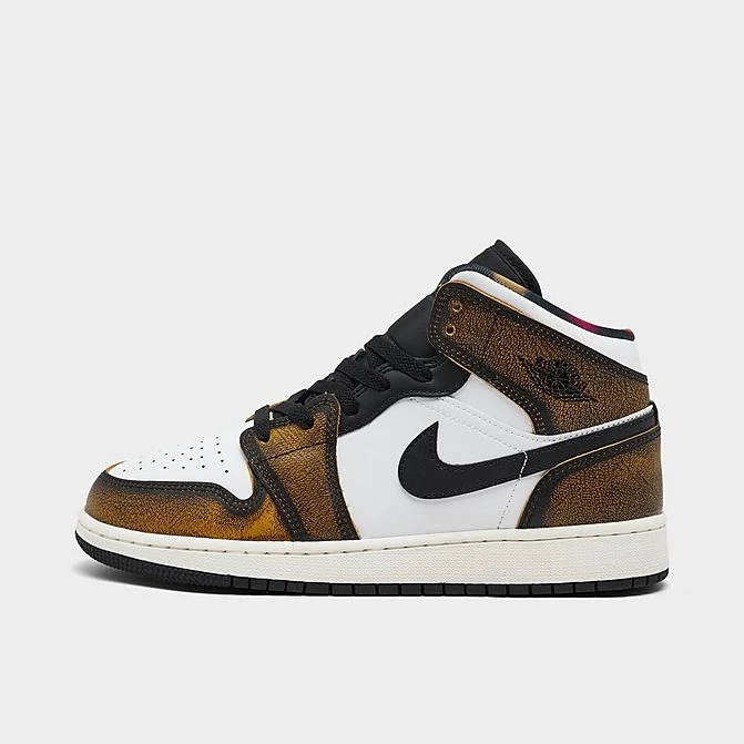 Nike Big Kids' Air Jordan Retro 1 Mid SE Casual Shoes Black/White/Sail/Taxi - DQ8418 071 3 Nike Big Kids' Air Jordan Retro 1 Mid SE Casual Shoes Black/White/Sail/Taxi - DQ8418 071
