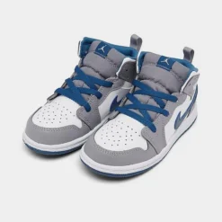 Nike Kids' Toddler Air Jordan Retro 1 Mid Casual Shoes Cement Grey/White/True Blue - DQ8425 014 9 Nike Kids' Toddler Air Jordan Retro 1 Mid Casual Shoes Cement Grey/White/True Blue - DQ8425 014 -Default Template 7 DQ8425 014 P2
