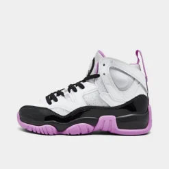 Nike Big Kids' Jordan Jumpman Two Trey Basketball Shoes White/Black/Barely Grape/Rush Fuchsia - DQ8431GÂ 105