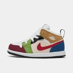 Nike Kids' Toddler Air Jordan Retro 1 Mid SE Casual Shoes White/Gym Red/Black/Pearl White - DR6959Â 100