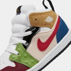 Nike Kids' Toddler Air Jordan Retro 1 Mid SE Casual Shoes White/Gym Red/Black/Pearl White - DR6959 100 -Default Template 7 DR6959 100 P3