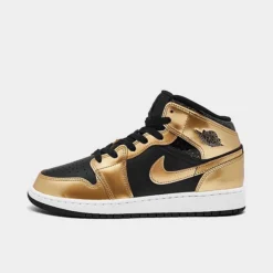 Nike Big Kids' Air Jordan Retro 1 Mid SE Casual Shoes Black/Metallic Gold/White - DR6967Â 071