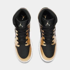 Nike Big Kids' Air Jordan Retro 1 Mid SE Casual Shoes Black/Metallic Gold/White - DR6967 071 -Default Template 7 DR6967 071 P5