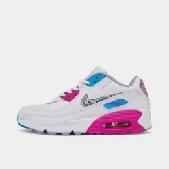 Nike Big Kids' Air Max 90 LTR SE Casual Shoes White/Multicolor/Active Fuchsia - DV1843Â 100