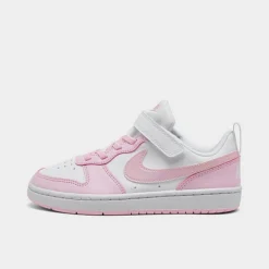 Girls' Little Kids' Nike Court Borough Low Recraft Stretch Lace Casual Shoes White/Pink Foam - DV5457G 105
