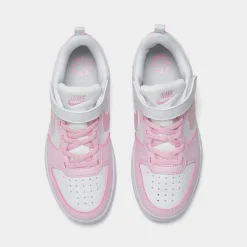Girls' Little Kids' Nike Court Borough Low Recraft Stretch Lace Casual Shoes White/Pink Foam - DV5457G 105 -Default Template 7 DV5457G 105 P5