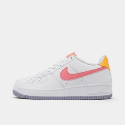 Big Kids' Nike Air Force 1 Low Casual Shoes White/Coral Chalk/Laser Orange - DV7762Â 100