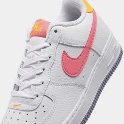 Big Kids' Nike Air Force 1 Low Casual Shoes White/Coral Chalk/Laser Orange - DV7762 100 -Default Template 7 DV7762 100 P3