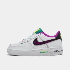 Big Kids' Nike Air Force 1 LV8 SE Casual Shoes White/Black/Vivid Purple/Light Menta - DX3933Â 100