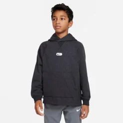 Kids' Nike Dri-FIT Athletics Fleece Training Pullover Hoodie Black/Heather/White - DX5374 010