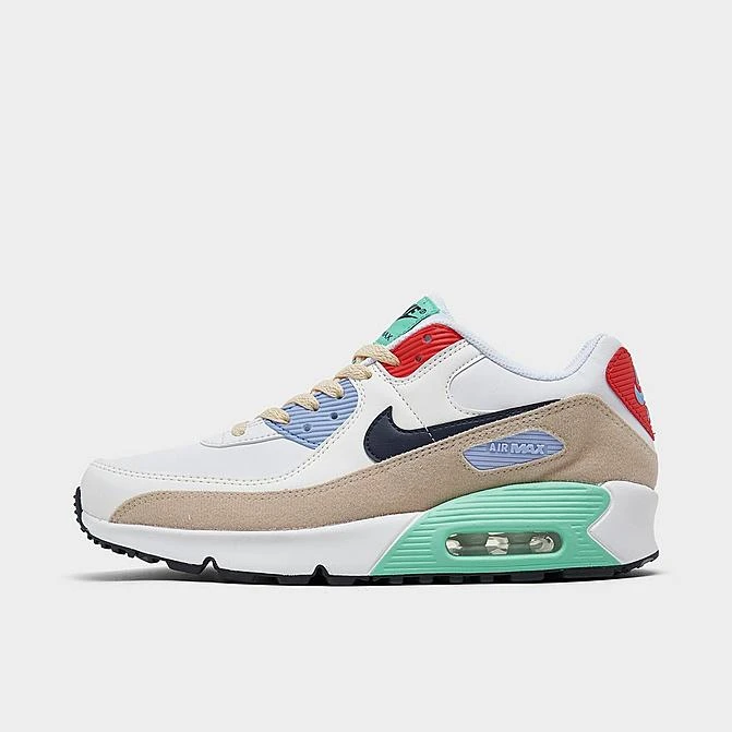 Big Kids' Nike Air Max 90 Patches Casual Shoes White/Obsidian/Sanddrift/Cobalt Blue - DZ2888 100 3 Big Kids' Nike Air Max 90 Patches Casual Shoes White/Obsidian/Sanddrift/Cobalt Blue - DZ2888 100