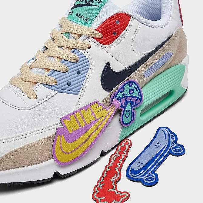 Big Kids' Nike Air Max 90 Patches Casual Shoes White/Obsidian/Sanddrift/Cobalt Blue - DZ2888 100 5 Big Kids' Nike Air Max 90 Patches Casual Shoes White/Obsidian/Sanddrift/Cobalt Blue - DZ2888 100 - Image 3