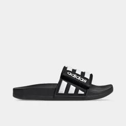 Big Kids' Adidas Adilette Comfort Adjustable Slide Sandals Core Black/Cloud White - EG1879 001