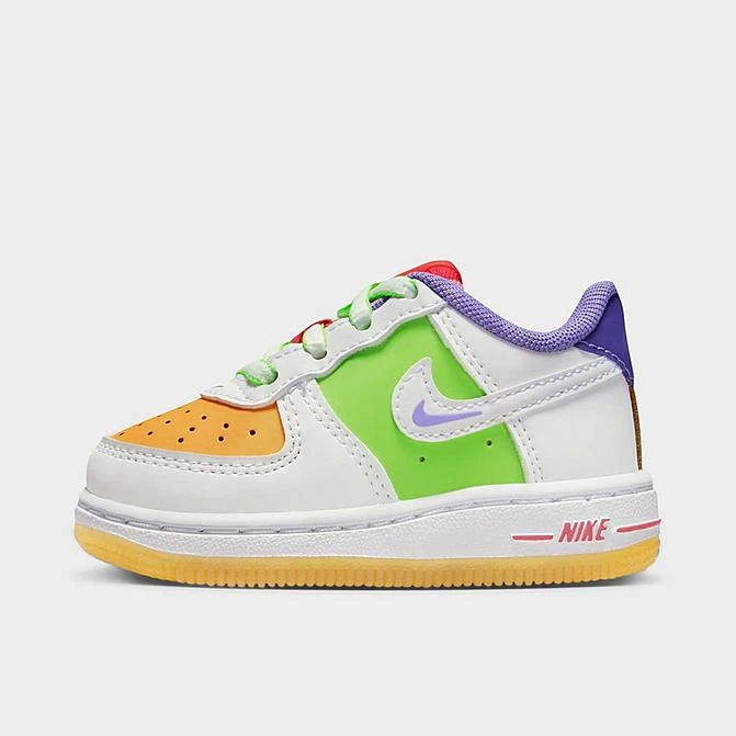 Kids' Toddler Nike Air Force 1 LV8 Casual Shoes White/White/Space Purple/Sundial/Action Green/Sea Coral - FD1037 100 3 Kids' Toddler Nike Air Force 1 LV8 Casual Shoes White/White/Space Purple/Sundial/Action Green/Sea Coral - FD1037 100