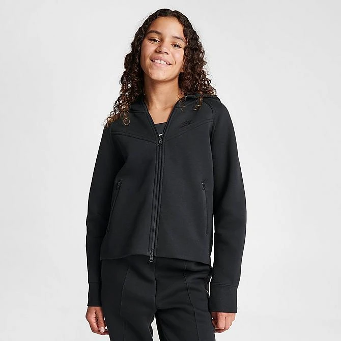 Girls' Nike Sportswear Tech Fleece Full-Zip Hoodie Black/Black/Black - FD2979 010 5 Girls' Nike Sportswear Tech Fleece Full-Zip Hoodie Black/Black/Black - FD2979 010 - Image 3