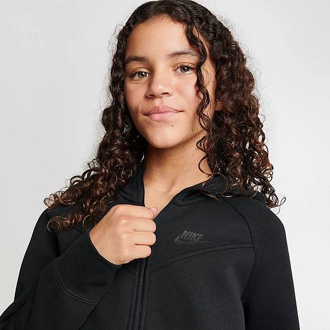 Girls' Nike Sportswear Tech Fleece Full-Zip Hoodie Black/Black/Black - FD2979 010 7 Girls' Nike Sportswear Tech Fleece Full-Zip Hoodie Black/Black/Black - FD2979 010 - Image 5