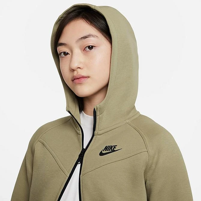 Girls' Nike Sportswear Tech Fleece Full-Zip Hoodie Neutral Olive/Black - FD2979 276 6 Girls' Nike Sportswear Tech Fleece Full-Zip Hoodie Neutral Olive/Black - FD2979 276 - Image 4
