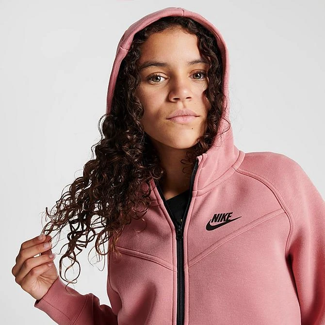 Girls' Nike Sportswear Tech Fleece Full-Zip Hoodie Red Stardust/Black/Black - FD2979 618 7 Girls' Nike Sportswear Tech Fleece Full-Zip Hoodie Red Stardust/Black/Black - FD2979 618 - Image 5
