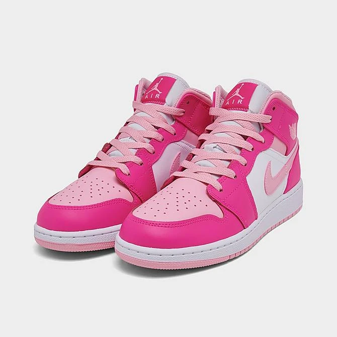 Nike Girls' Big Kids' Air Jordan Retro 1 Mid Casual Shoes White/Medium Soft Pink/Fierce Pink - FD8780 116 4 Nike Girls' Big Kids' Air Jordan Retro 1 Mid Casual Shoes White/Medium Soft Pink/Fierce Pink - FD8780 116 - Image 2