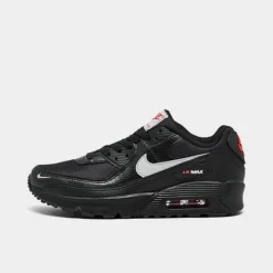 Big Kids' Nike Air Max 90 Next Nature Casual Shoes Black/Wolf Grey/Crimson - FD9776 001