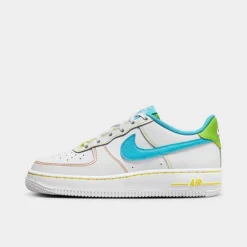 Big Kids' Nike Air Force 1 LV8 Casual Shoes White/Action Green/Opti Yellow/Baltic Blue - FJ4614Â 100