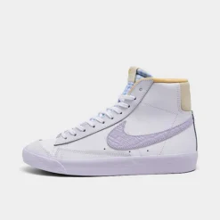 Girls' Big Kids' Nike Blazer Mid '77 Casual Shoes White/Oxygen Purple/Coconut Milk - FJ4644Â 100