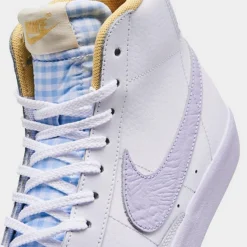 Girls' Big Kids' Nike Blazer Mid '77 Casual Shoes White/Oxygen Purple/Coconut Milk - FJ4644 100 -Default Template 7 FJ4644 100 P3