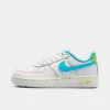 Little Kids' Nike Air Force 1 LV8 Casual Shoes White/Action Green/Opti Yellow/Baltic Blue - FJ4807 100