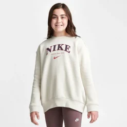 Girls' Nike Sportswear Oversized Sweatshirt Light Orewood Brown - FJ5286 104 -Default Template 7 FJ5286 104 M3