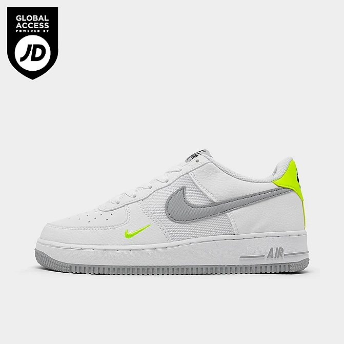Big Kids' Nike Air Force 1 Casual Shoes White/Grey/Volt - FN3875 101 3 Big Kids' Nike Air Force 1 Casual Shoes White/Grey/Volt - FN3875 101