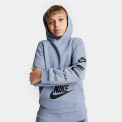 Big Kids' Nike Sportswear Standard Issue Pullover Fleece Hoodie Ashen Slate - FN7724 493