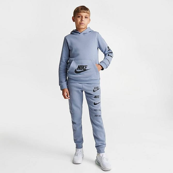 Big Kids' Nike Sportswear Standard Issue Pullover Fleece Hoodie Ashen Slate - FN7724 493 4 Big Kids' Nike Sportswear Standard Issue Pullover Fleece Hoodie Ashen Slate - FN7724 493 - Image 2