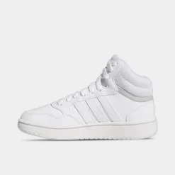 Big Kids' Adidas Hoops Mid Casual Shoes White/White/Grey - GW0401 100