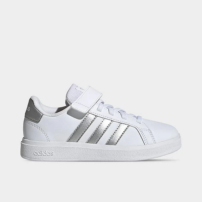 Little Kids' Adidas Grand Court Hook-And-Loop Stretch Lace Casual Shoes White/Matte Silver/Matte Silver - GW6516P 100 3 Little Kids' Adidas Grand Court Hook-And-Loop Stretch Lace Casual Shoes White/Matte Silver/Matte Silver - GW6516P 100