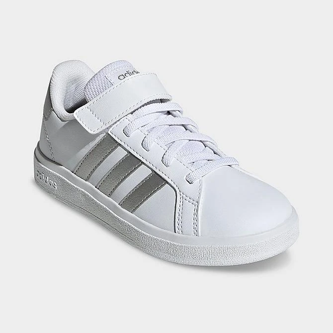Little Kids' Adidas Grand Court Hook-And-Loop Stretch Lace Casual Shoes White/Matte Silver/Matte Silver - GW6516P 100 4 Little Kids' Adidas Grand Court Hook-And-Loop Stretch Lace Casual Shoes White/Matte Silver/Matte Silver - GW6516P 100 - Image 2