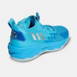 Big Kids' Adidas Dame 8 Basketball Shoes Signal Cyan/Silver Metallic/Shock Cyan - GW8998 443 -Default Template 7 GW8998 443 P4