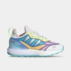 Big Kids' Adidas Originals ZX 2K BOOST 2.0 Casual Shoes White/White/Light Purple - GZ7502 100