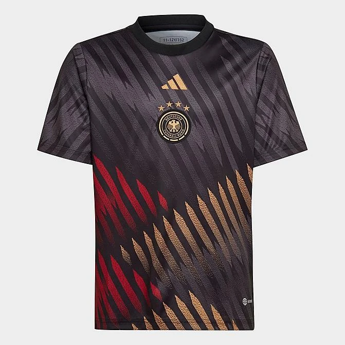 Kids' Adidas Germany 2022 Pre-Match Soccer Jersey Black/Grey Six/Team Victory Red/St Tan - HC1284 001 3 Kids' Adidas Germany 2022 Pre-Match Soccer Jersey Black/Grey Six/Team Victory Red/St Tan - HC1284 001