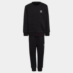 Little Kids' Adidas Originals Adicolor Crewneck Sweatshirt And Jogger Pants Set Black - HC9512 001