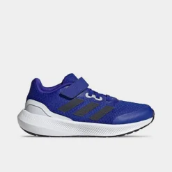 Big Kids' Adidas RunFalcon 3.0 Elastic Lace Hook-and-Loop Strap Running Shoes Lucid Blue/Legend Ink/Cloud White - HP5871 420