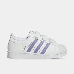 Little Kids' Adidas Originals Superstar Hook-and-Loop Casual Shoes White/Magic Lilac/Energy Ink - HP6217Â 100