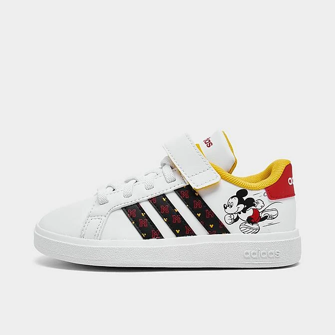 Little Kids' Adidas X Disney Mickey Mouse Grand Court Casual Shoes Footwear White/Core Black/Better Scarlet - HP7760 100 3 Little Kids' Adidas X Disney Mickey Mouse Grand Court Casual Shoes Footwear White/Core Black/Better Scarlet - HP7760 100