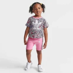 Girls' Little Kids' Adidas Originals Animal Print T-Shirt And Bike Shorts Set Multicolor/Pink - IA2058 680