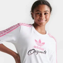 Girls' Adidas Originals Trefoil Script T-Shirt White/Pink/Black - IB3137 100 -Default Template 7 IB3137 100 M5